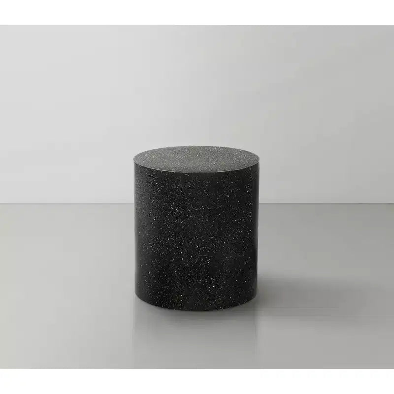 Tavolino rotondo in ferro con ripiano in terrazzo, nero