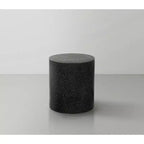 Tavolino rotondo in ferro con ripiano in terrazzo, nero