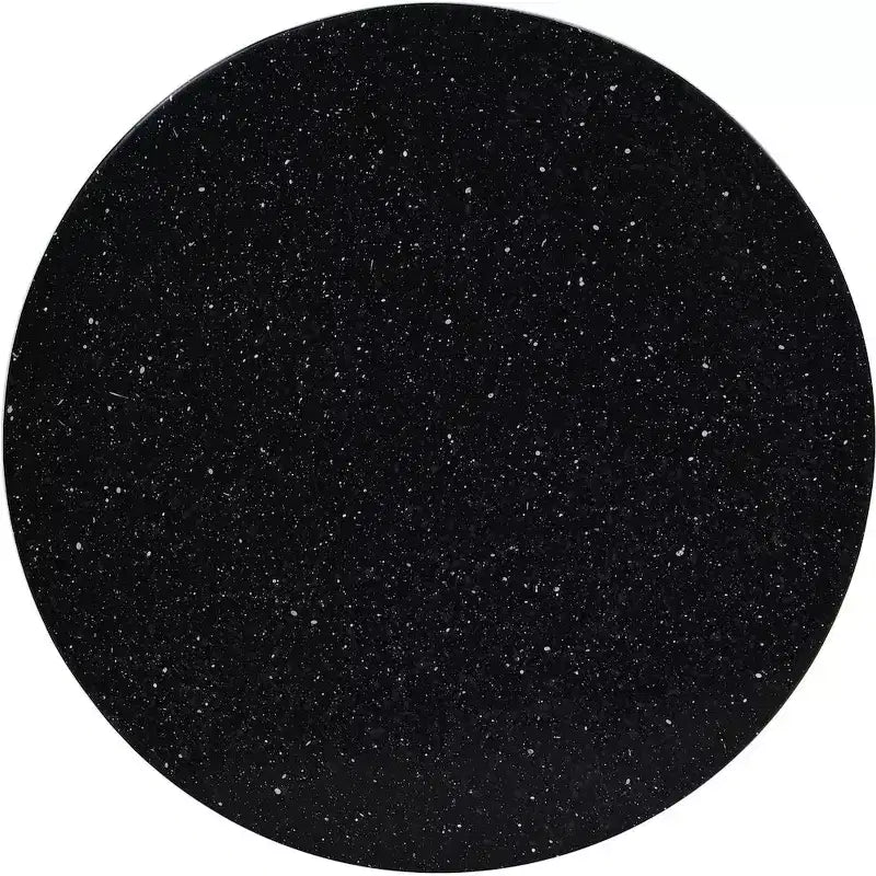 Tavolino rotondo in ferro con ripiano in terrazzo, nero