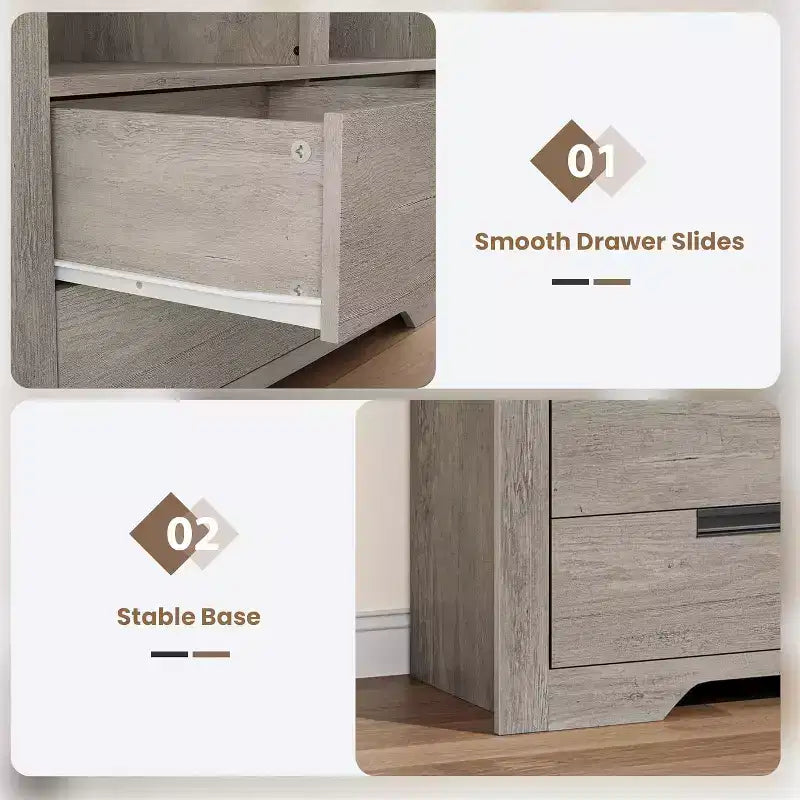 Libreria alta 72" con 4 cassetti, scaffale portaoggetti da terra in stile rustico per camera da letto, soggiorno, ufficio domestico