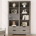 72 Tall Bookcase with 4 Drawers, Farmhouse Freestanding Storage Bookshelf for Bedroom, Living Room, Home Office