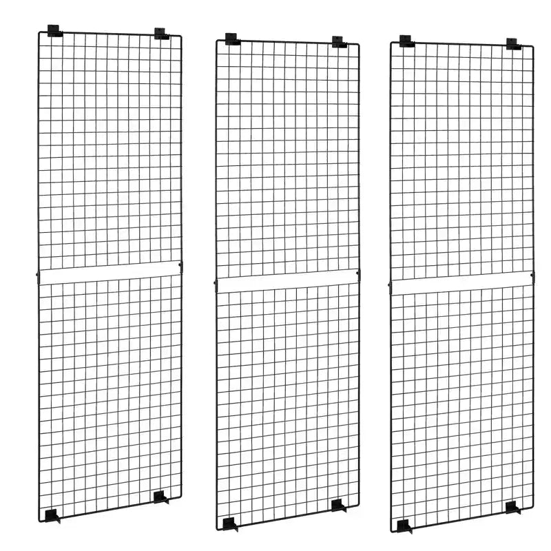 VEVOR 3 Packs Grid Wall Panels, 2 x 6 ft Wire Grid Panels Display Rack, Wall-Mounted Art Display Shelf, Carbon Steel Wall Hanging Gridwall, Black