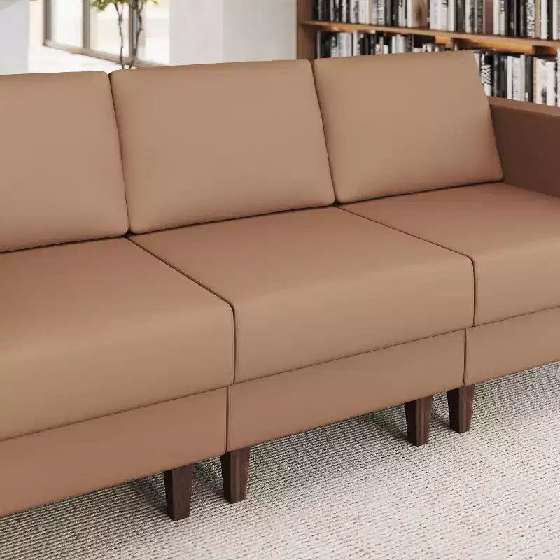 Sedia da reception modulare imbottita con gambe in noce