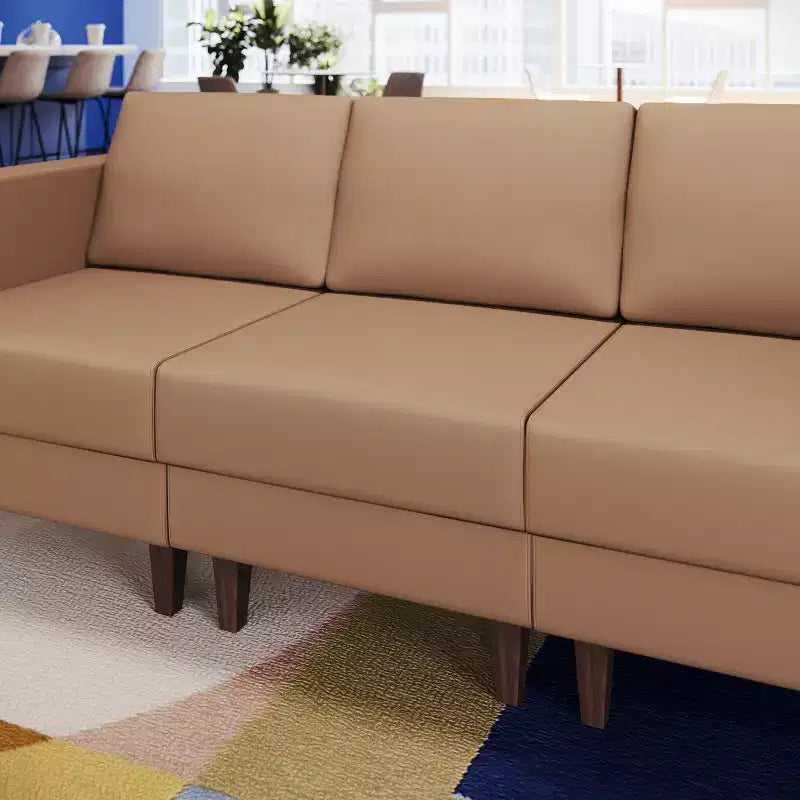 Sedia da reception modulare imbottita con gambe in noce