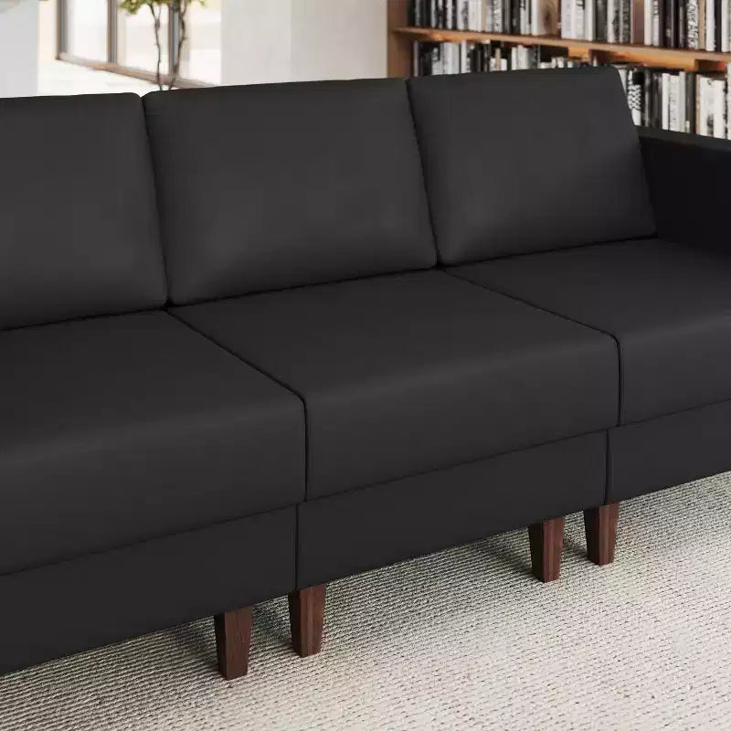 Sedia da reception modulare imbottita con gambe in noce