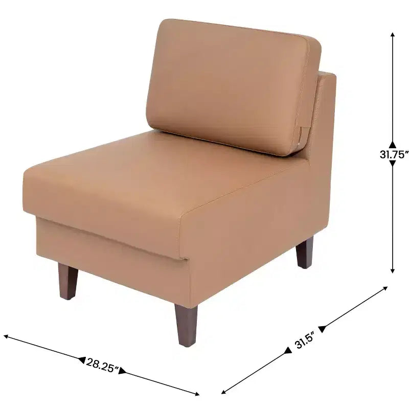 Sedia da reception modulare imbottita con gambe in noce