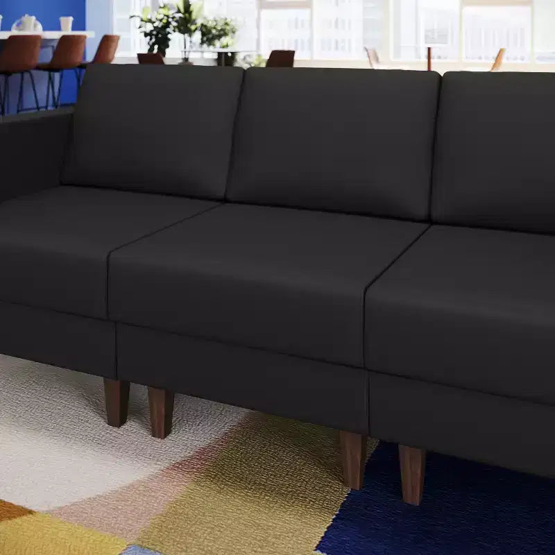 Sedia da reception modulare imbottita con gambe in noce