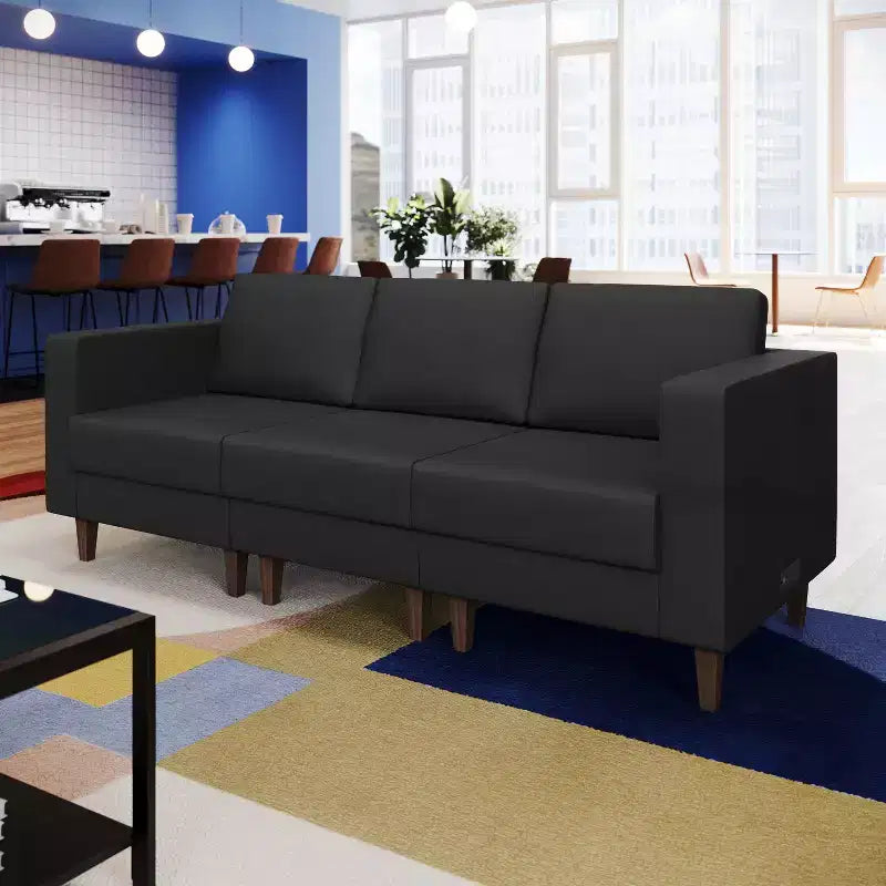 Sedia da reception modulare imbottita con gambe in noce