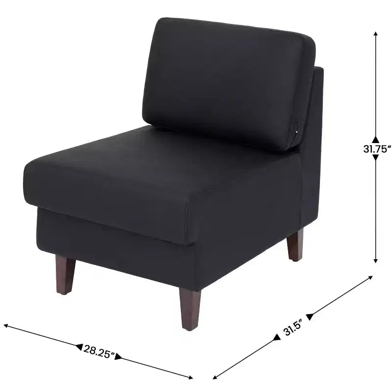 Sedia da reception modulare imbottita con gambe in noce