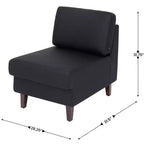 Sedia da reception modulare imbottita con gambe in noce
