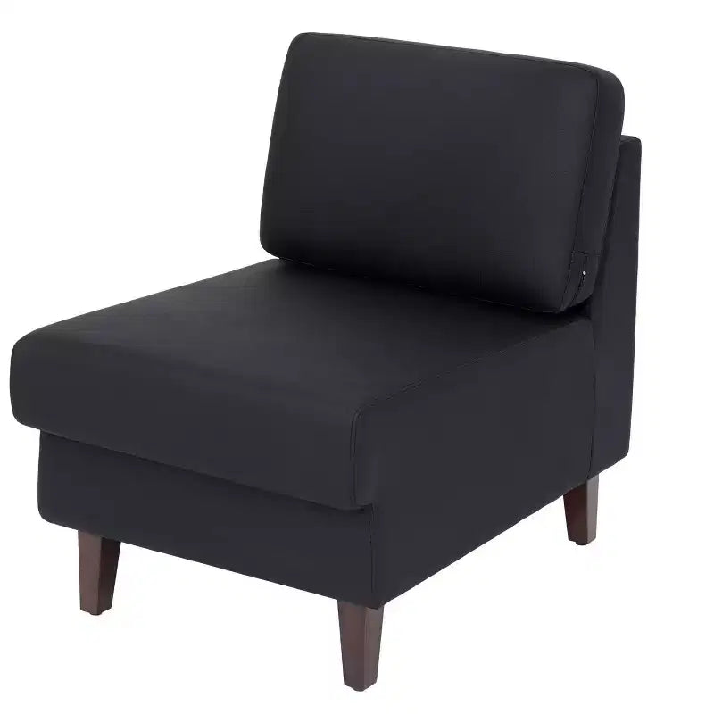 Flash Furniture HERCULES Artemis Upholstered Middle Reception Chair with Wooden Walnut Legs with Adjustable Floor Glides