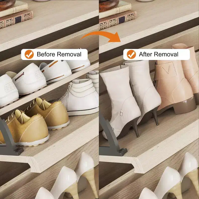 Scarpiera con 6 Cassetti a Ribalta, Organizzatore di Scarpe in Legno con Ripiano Regolabile, Porta Scarpe
