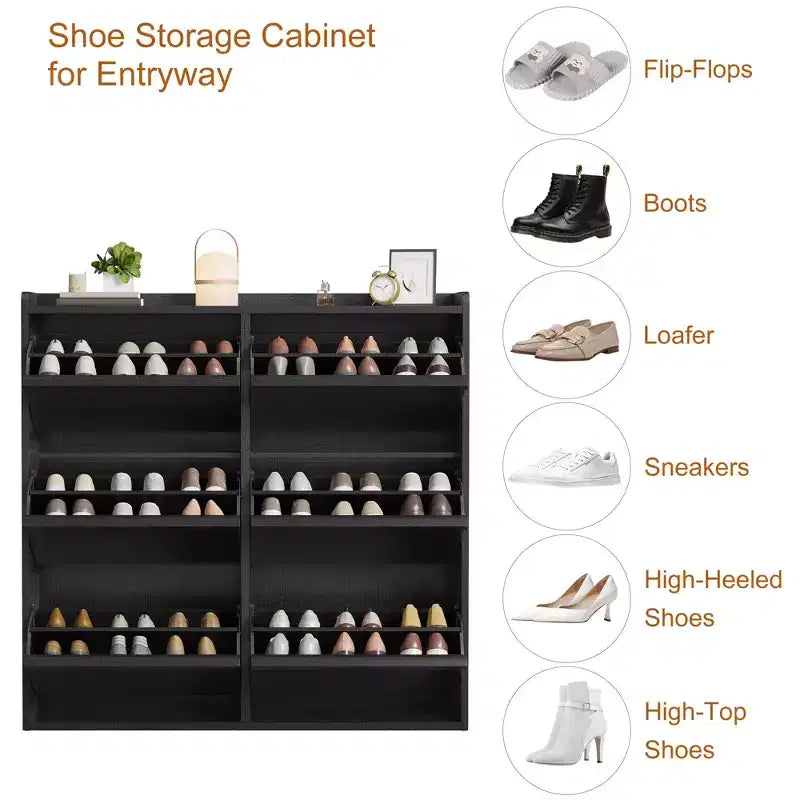 Scarpiera con 6 Cassetti a Ribalta, Organizzatore di Scarpe in Legno con Ripiano Regolabile, Porta Scarpe