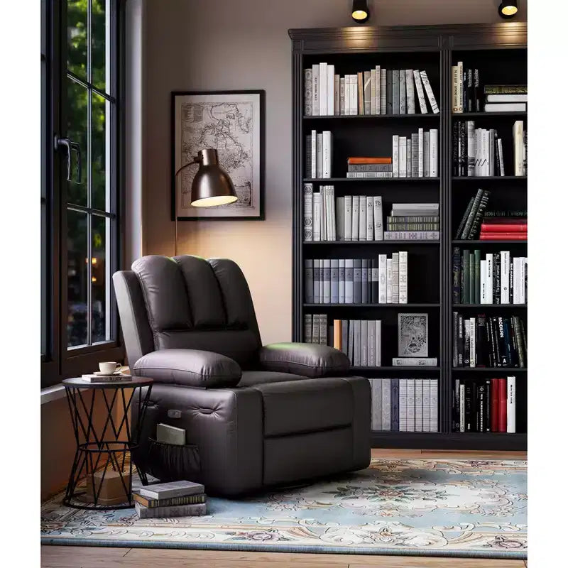 Poltrona reclinabile massaggiante, reclinabile girevole in pelle PU per soggiorno, cameretta o home theater, divano reclinabile ergonomico con portabicchieri