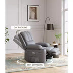 Poltrona reclinabile massaggiante, reclinabile girevole in pelle PU per soggiorno, cameretta o home theater, divano reclinabile ergonomico con portabicchieri