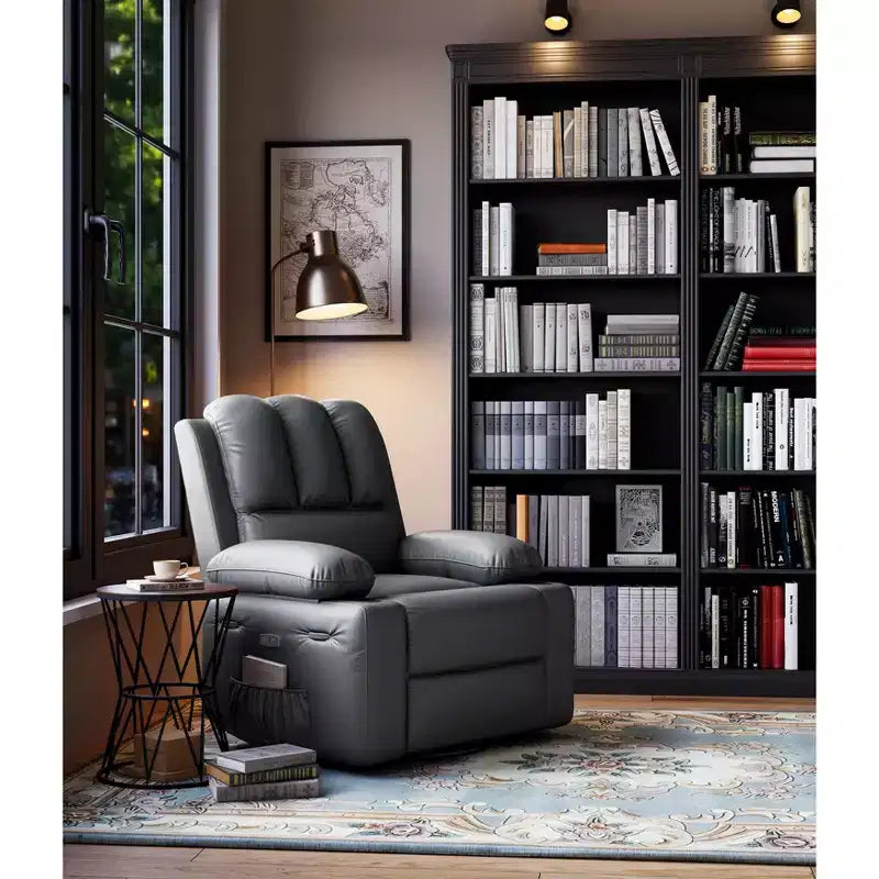 Poltrona reclinabile massaggiante, reclinabile girevole in pelle PU per soggiorno, cameretta o home theater, divano reclinabile ergonomico con portabicchieri