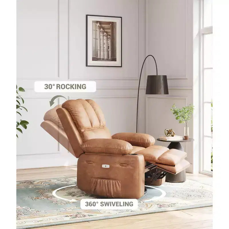 Poltrona reclinabile massaggiante, reclinabile girevole in pelle PU per soggiorno, cameretta o home theater, divano reclinabile ergonomico con portabicchieri