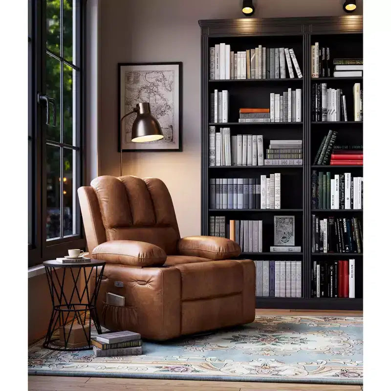 Poltrona reclinabile massaggiante, reclinabile girevole in pelle PU per soggiorno, cameretta o home theater, divano reclinabile ergonomico con portabicchieri