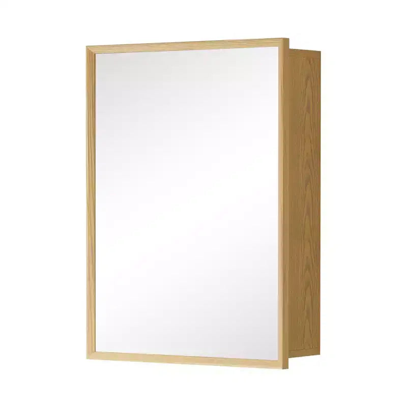 Pensile da Bagno con Specchio, Mobiletto in Legno di Rovere con Ripiani Regolabili per l'Organizzazione del Bagno