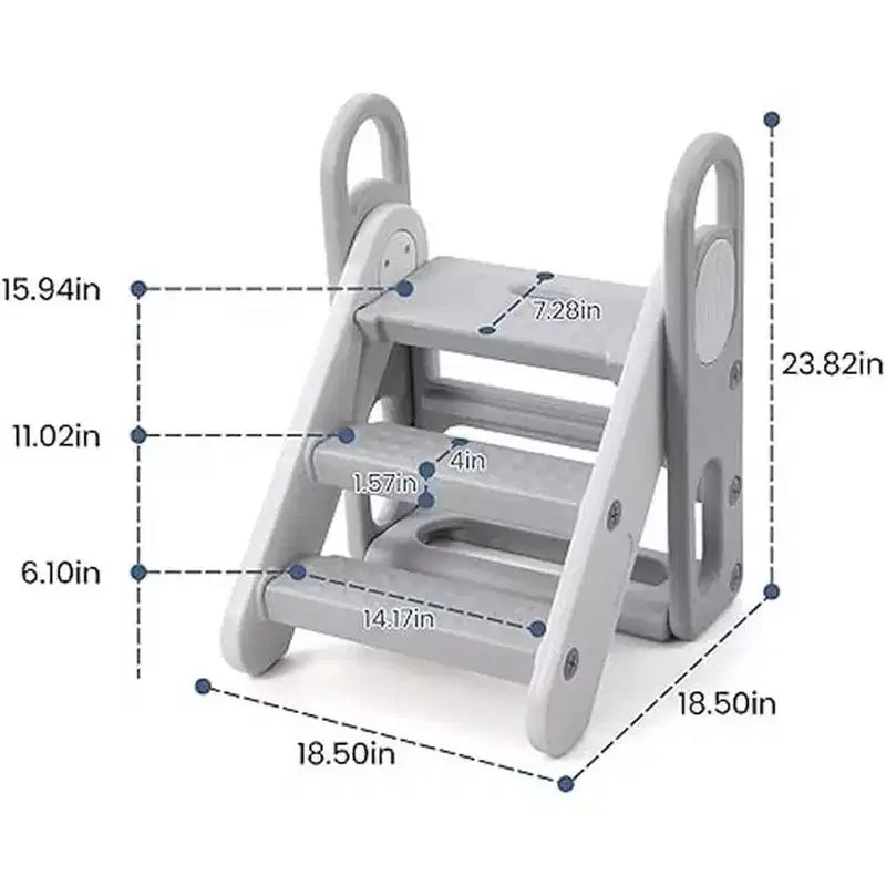 Sgabello pieghevole per bambini per lavandino del bagno, sgabello regolabile a 3 gradini per bambini con maniglie, per l'addestramento al vasino, scaletta in piedi per la scuola materna