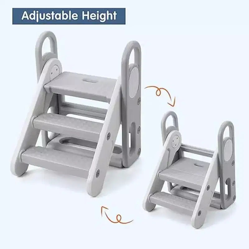 Sgabello pieghevole per bambini per lavandino del bagno, sgabello regolabile a 3 gradini per bambini con maniglie, per l'addestramento al vasino, scaletta in piedi per la scuola materna