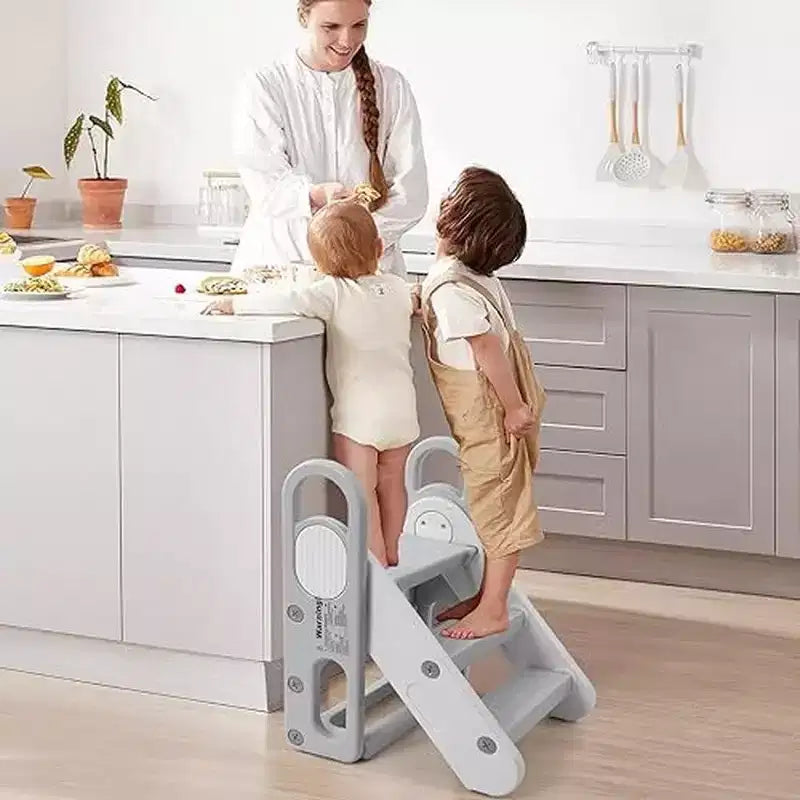 Sgabello pieghevole per bambini per lavandino del bagno, sgabello regolabile a 3 gradini per bambini con maniglie, per l'addestramento al vasino, scaletta in piedi per la scuola materna