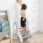 Sgabello pieghevole per bambini per lavandino del bagno, sgabello regolabile a 3 gradini per bambini con maniglie, per l'addestramento al vasino, scaletta in piedi per la scuola materna