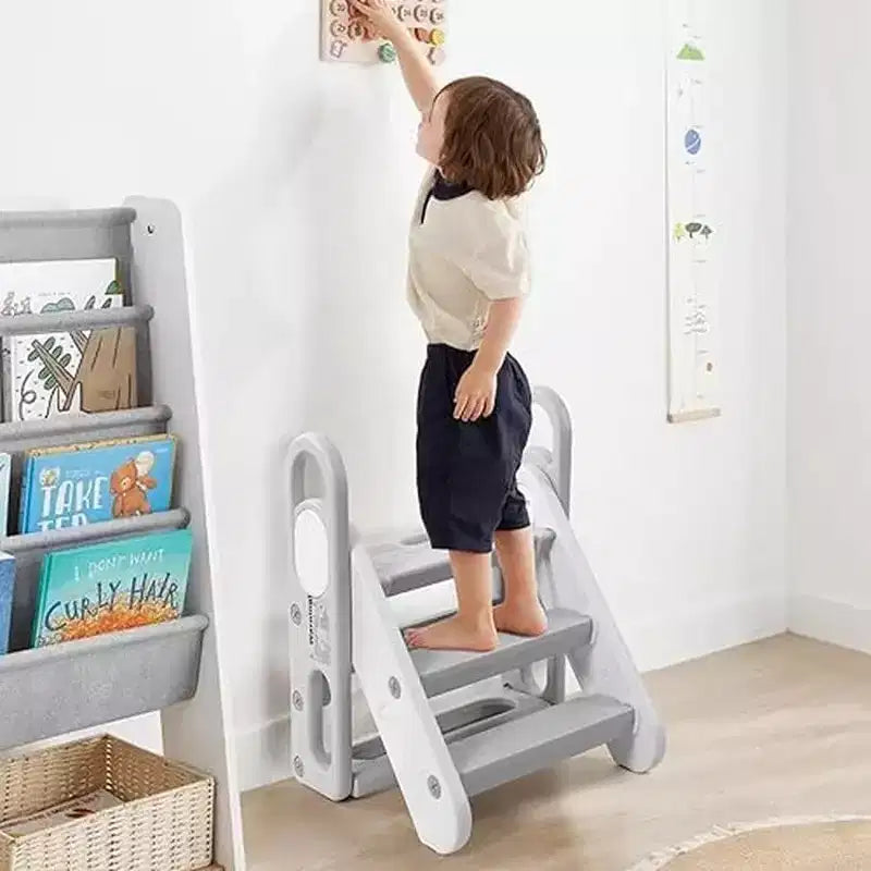 Sgabello pieghevole per bambini per lavandino del bagno, sgabello regolabile a 3 gradini per bambini con maniglie, per l'addestramento al vasino, scaletta in piedi per la scuola materna