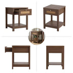 Comodino bohémien in rattan da 45 cm con cassetto e pomelli in ottone, tavolino in legno con ripiano aperto per camera da letto/soggiorno