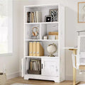 Bookcase Storage with Doors Modern Bookshelf with LED Lights Farmhouse BookcaseLarge Display Racks Book Shelf for Home Office