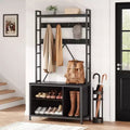 Hall Tree with Bench,Industrial Coat Rack Shoe Storage Entryway Organizer with Storage Cubbies, Mudroom Foyer Shoe Bench Coat Stand for Home