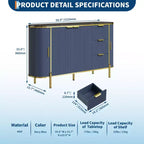 Credenza laterale da 60", tavolo buffet ovale con ante scorrevoli curve, cassetti e ripiano regolabile, mobile bar per sala da pranzo e soggiorno