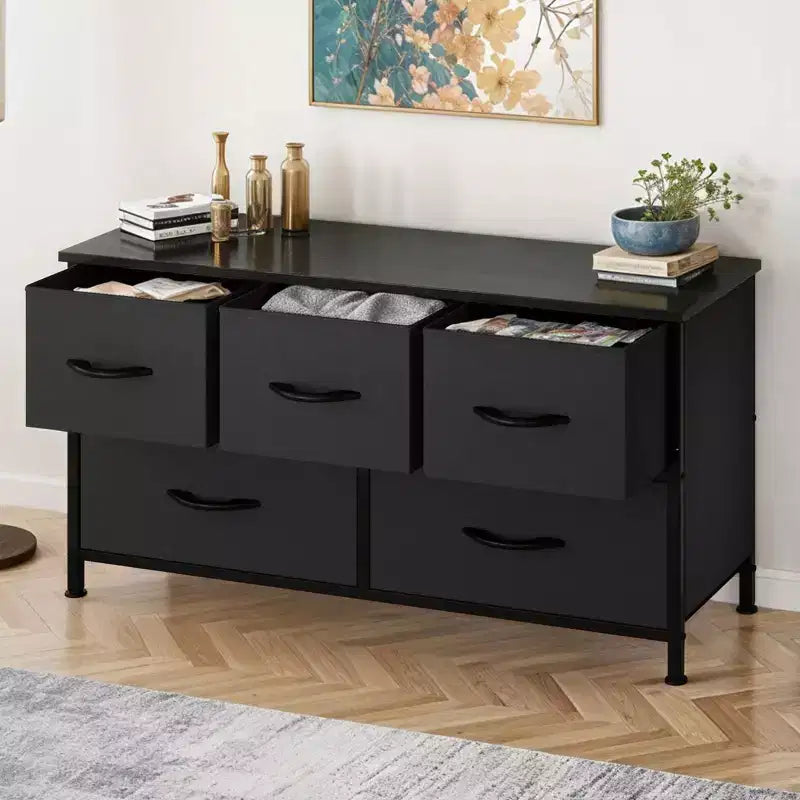 Dresser for Bedroom with 5 Drawers, Chest of Drawers, Fabric Dresser Storage Organizer for Closet, Living Room