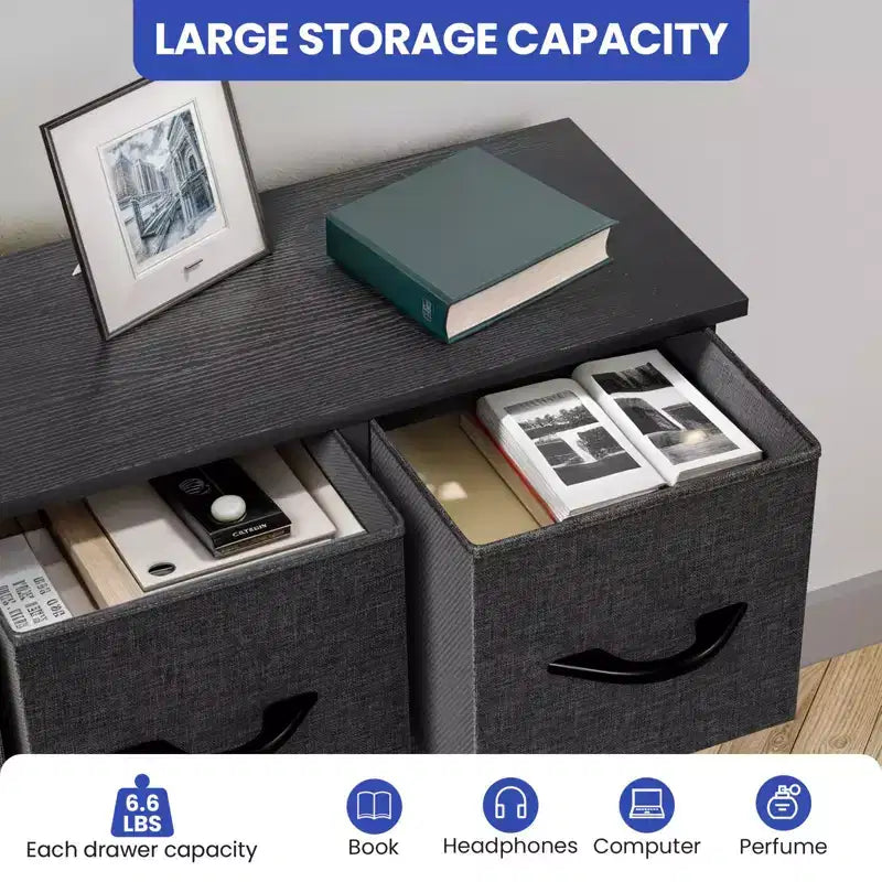 Comò per camera da letto con 5 cassetti, cassettiera, organizer in tessuto per armadio e soggiorno