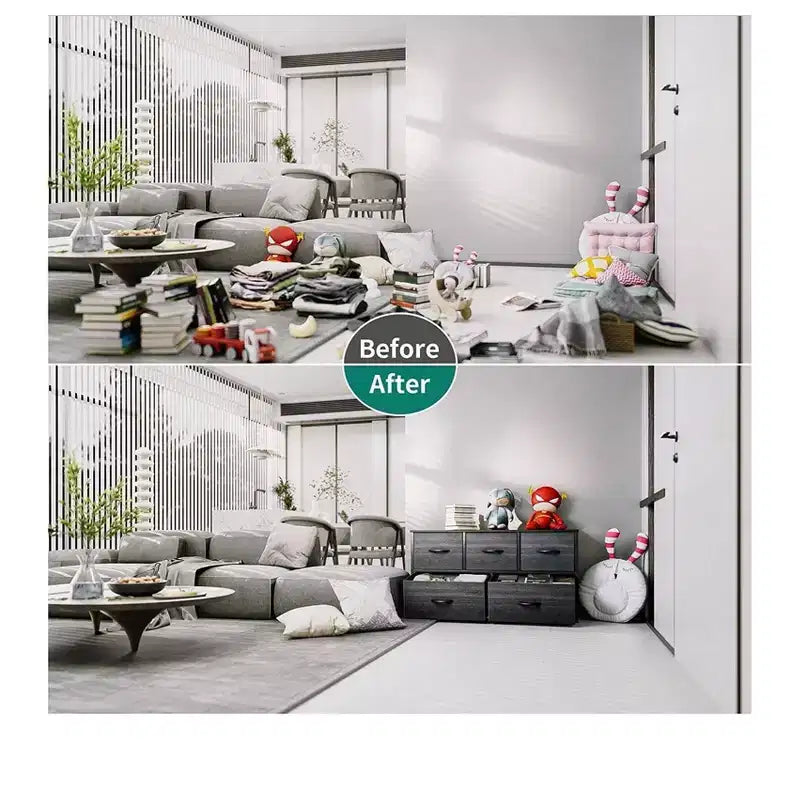 Comò per camera da letto con 5 cassetti, cassettiera, organizer in tessuto per armadio e soggiorno