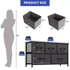 Comò per camera da letto con 5 cassetti, cassettiera, organizer in tessuto per armadio e soggiorno