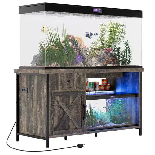 55-75 Gallon Fish Tank Stand, Heavy Duty Aquarium Stand with Storage Cabinet, TV Consoles Table for 80/75/70 Inch TVs, Large Turtle Tank Stand