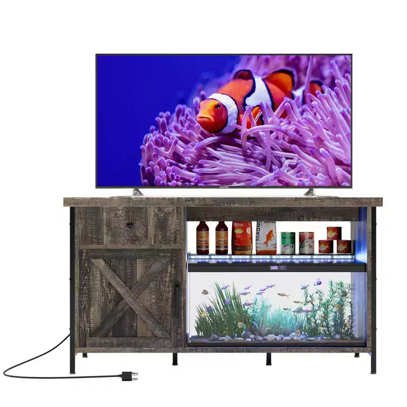 Supporto per acquario da 55-75 galloni, mobile robusto per acquario con armadietto portaoggetti, tavolo consolle TV per TV da 80/75/70 pollici, supporto grande per vasca per tartarughe