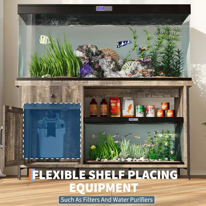Supporto per acquario da 55-75 galloni, mobile robusto per acquario con armadietto portaoggetti, tavolo consolle TV per TV da 80/75/70 pollici, supporto grande per vasca per tartarughe