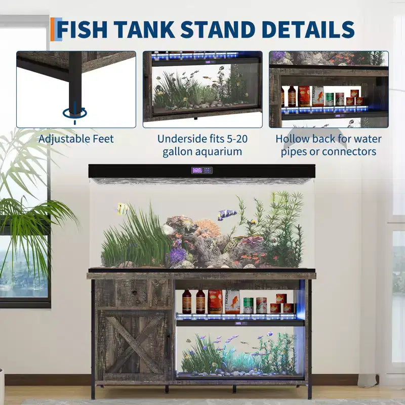 Supporto per acquario da 55-75 galloni, mobile robusto per acquario con armadietto portaoggetti, tavolo consolle TV per TV da 80/75/70 pollici, supporto grande per vasca per tartarughe