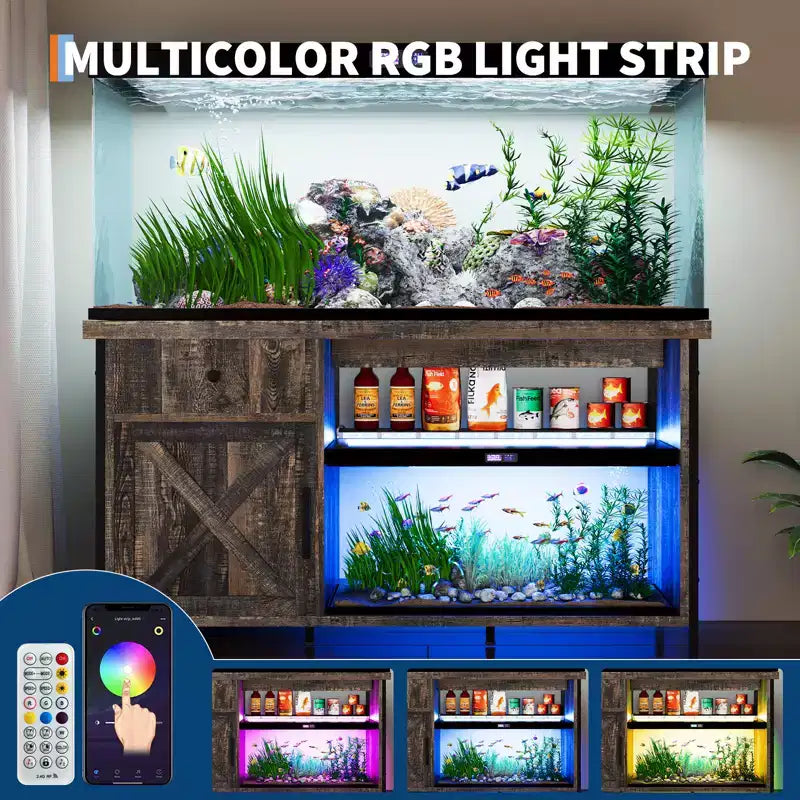 Supporto per acquario da 55-75 galloni, mobile robusto per acquario con armadietto portaoggetti, tavolo consolle TV per TV da 80/75/70 pollici, supporto grande per vasca per tartarughe
