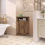 Mobiletto angolare da bagno in stile rustico con anta scorrevole a granaio, ripiano regolabile, contenitore per bagno/cucina/soggiorno (confezione da 1)