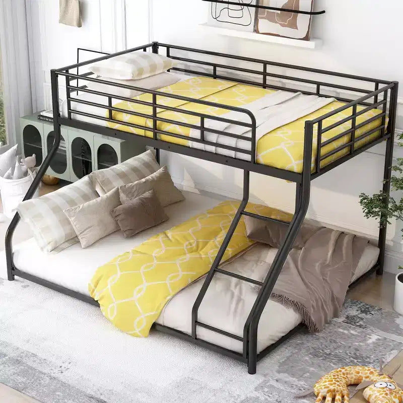 Bellemave Floor Bunk Bed, Heavy Duty Metal Bunk Bed Frame,for Adults, Black