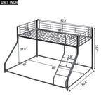 Letto a castello a terra, struttura per letto a castello in metallo resistente per adulti, nero