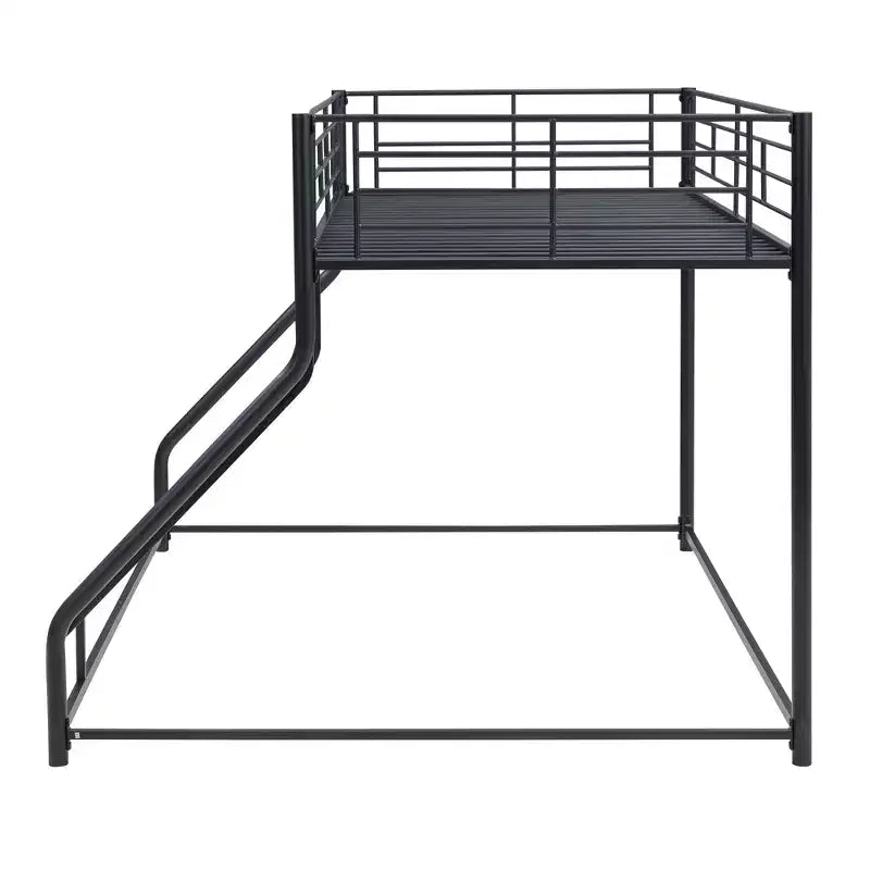 Letto a castello a terra, struttura per letto a castello in metallo resistente per adulti, nero