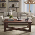 PexFix 50 Modern Coffee Table Rectangular Farmhouse Solid Wood Coffee Table with Cross Sturdy Legs Center Table for Home Office Living Room Walnut