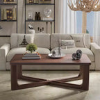 PexFix 50 Modern Coffee Table Rectangular Farmhouse Solid Wood Coffee Table with Cross Sturdy Legs Center Table for Home Office Living Room Walnut