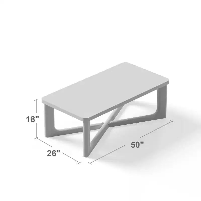 Tavolino da caffè in legno massello stile rustico moderno da 50" con gambe incrociate, tavolino centrale per soggiorno, noce