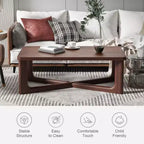 Tavolino da caffè in legno massello stile rustico moderno da 50" con gambe incrociate, tavolino centrale per soggiorno, noce