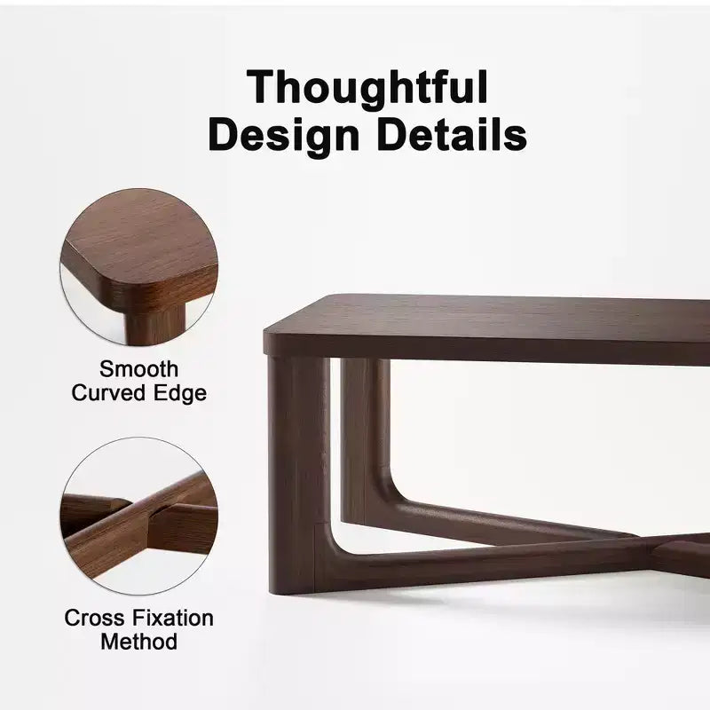 Tavolino da caffè in legno massello stile rustico moderno da 50" con gambe incrociate, tavolino centrale per soggiorno, noce